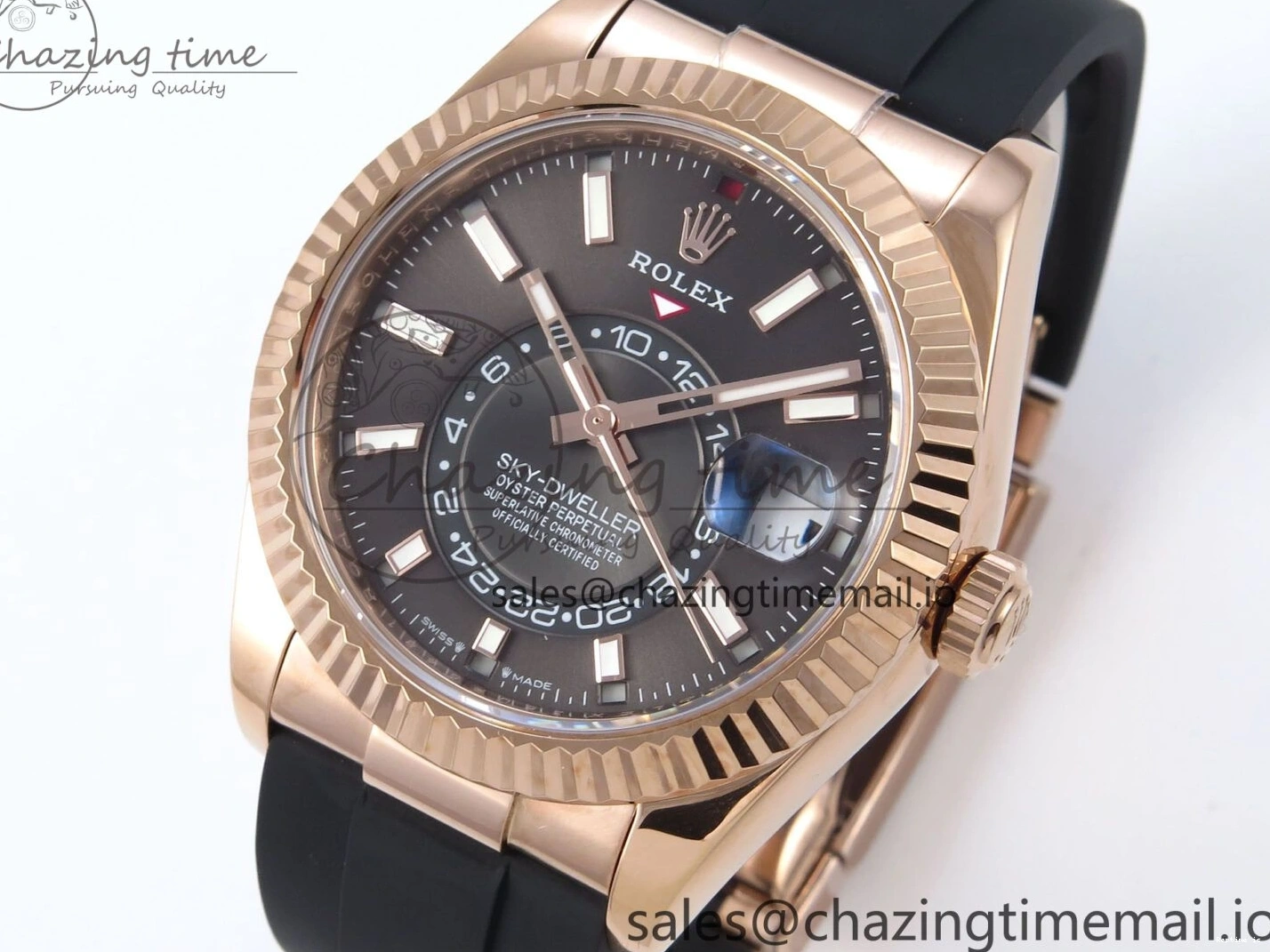 0104 Sky-Dweller 336235 RG ZF 1:1 Best Edition Gray Dial on Oysterflex Strap A23J (Gain Weight) SportInspired 908